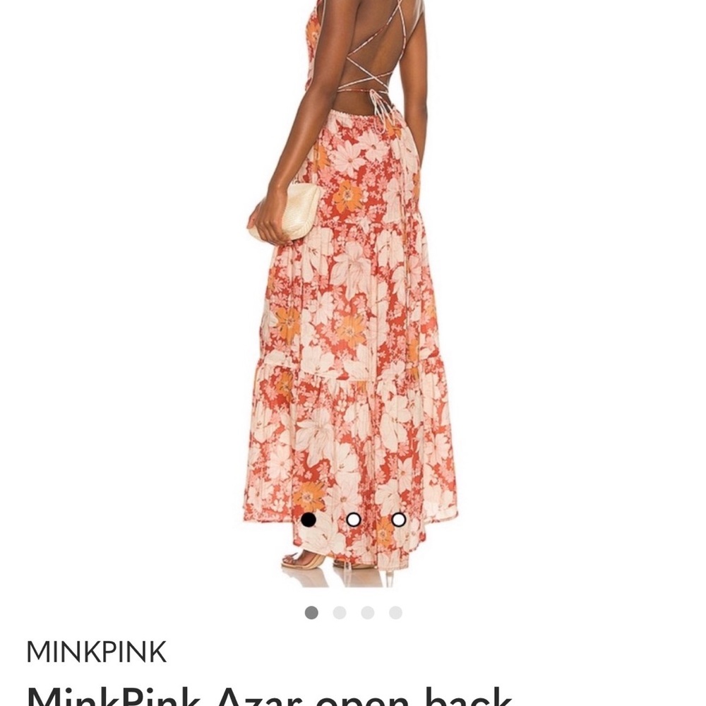 MINKPINK Azar Floral Maxi Dress in Burnt Orange with Open Strappy Back